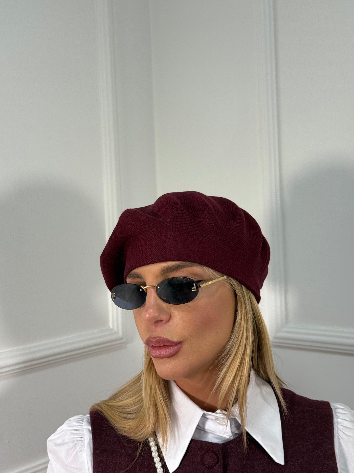 Basco parigino lana rasata bordeaux