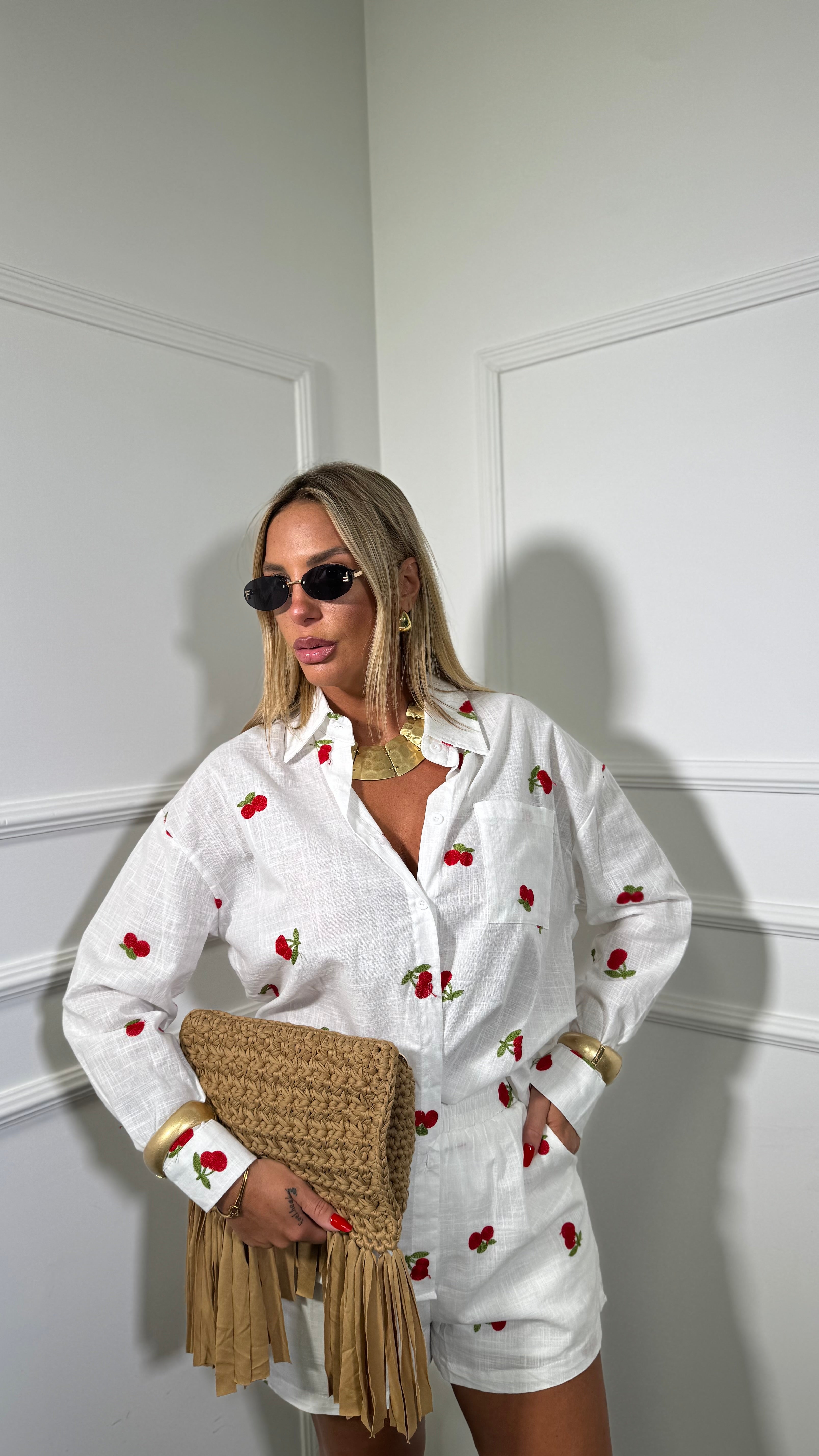 Coordinato in cotone Cherrys bianco 2616