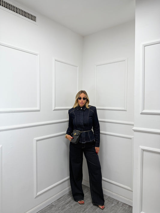 Camicia avvitata in denim lavaggio zero s22072 by monique