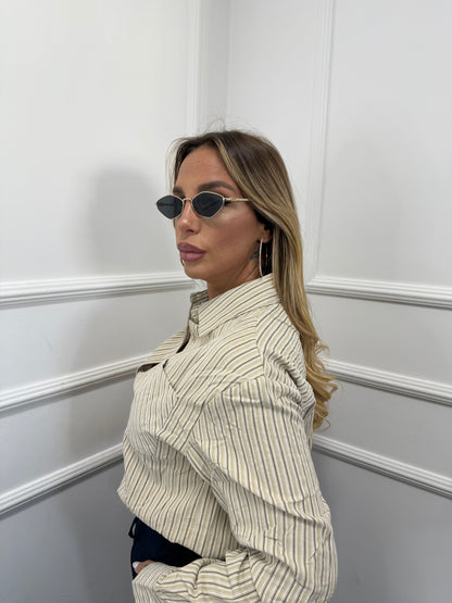 Camicia a righe in cotone English camel 26003