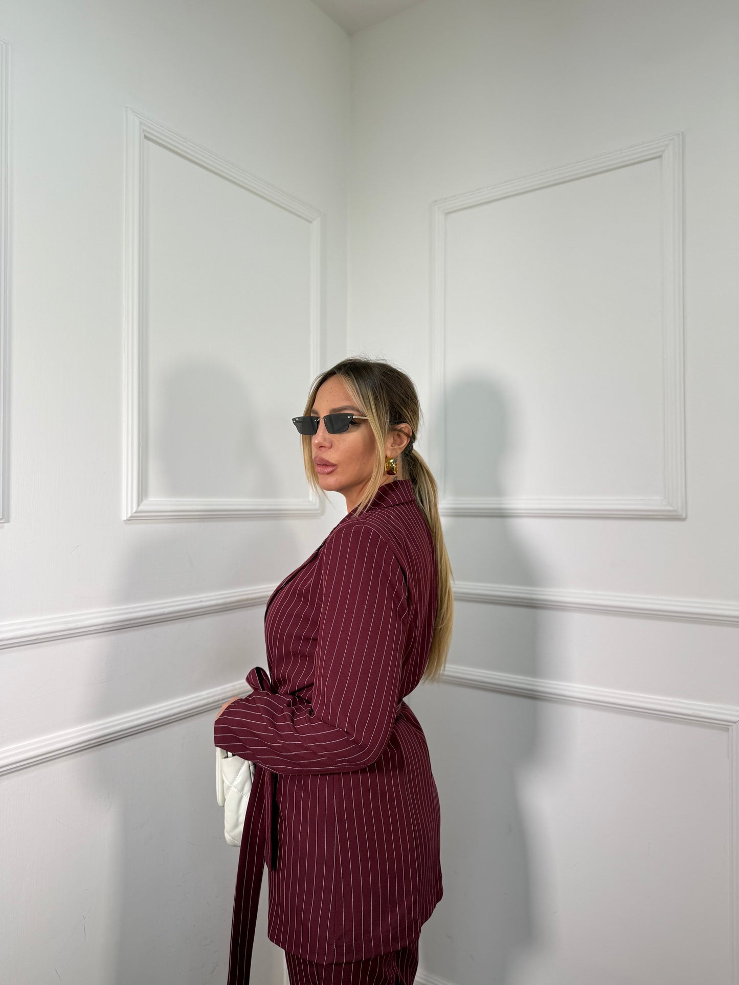 Tailleur gessato Katrin bordeaux 30575