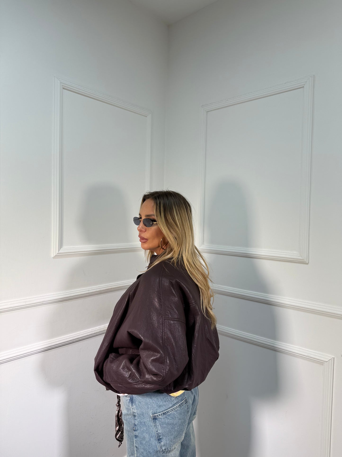 Giacca ecopelle Sidney vinaccia premium quality har005