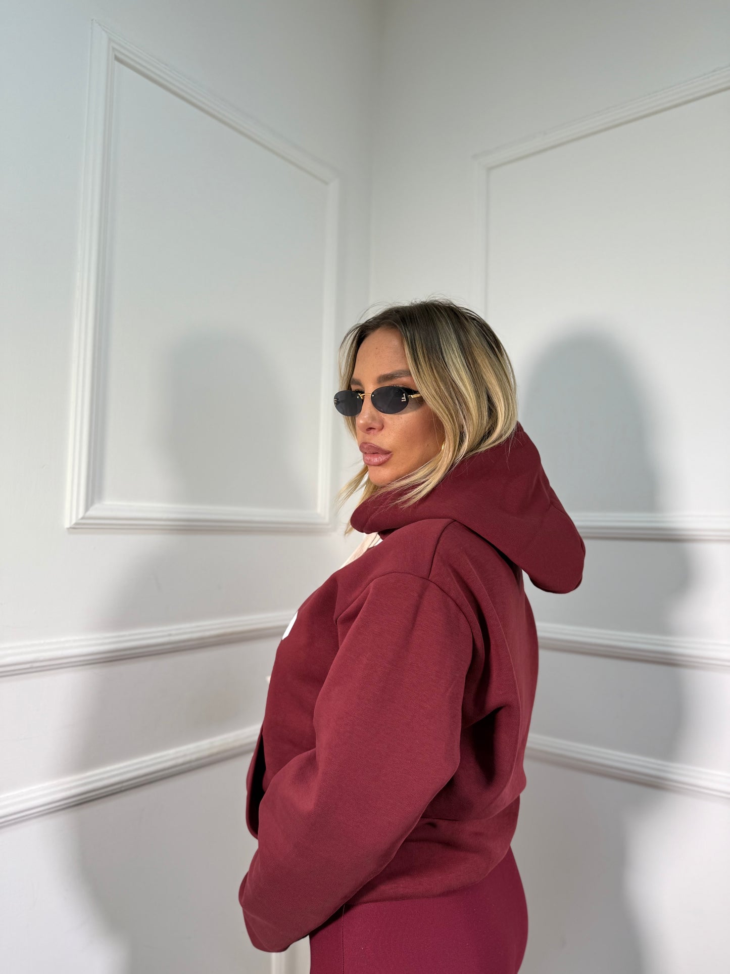 Felpa in pile NYC bordeaux