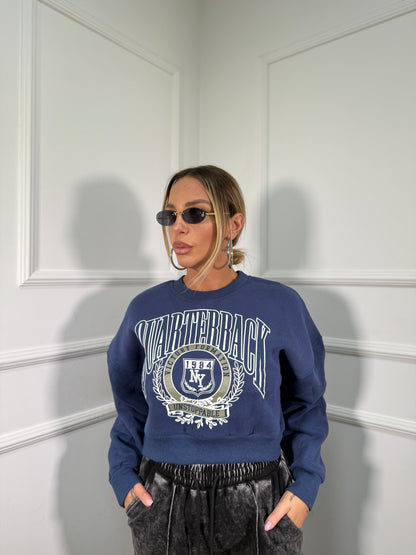 Felpa crop in pile Quaterback blu a65100