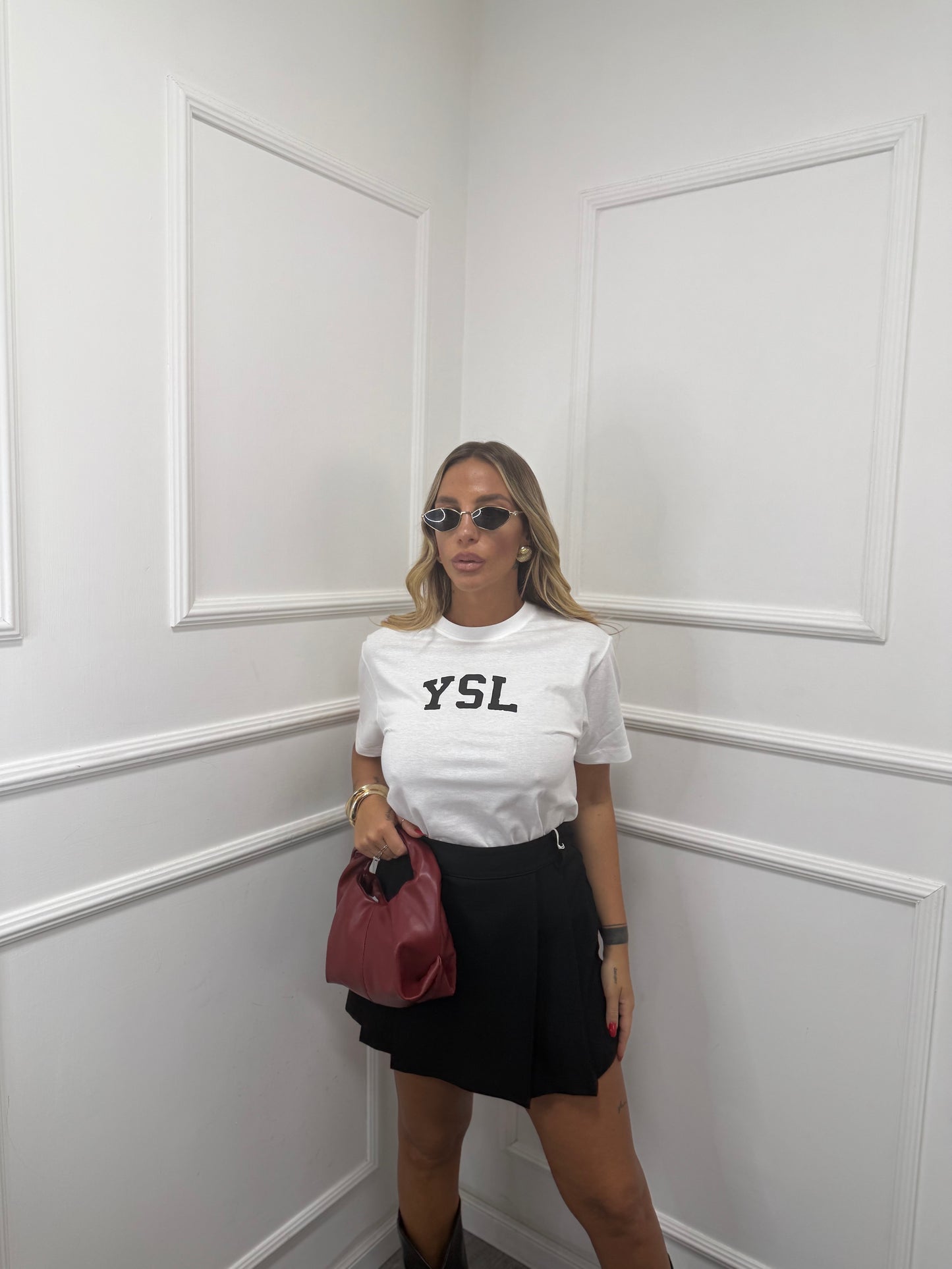 T-shirt in cotone YSL bianca
