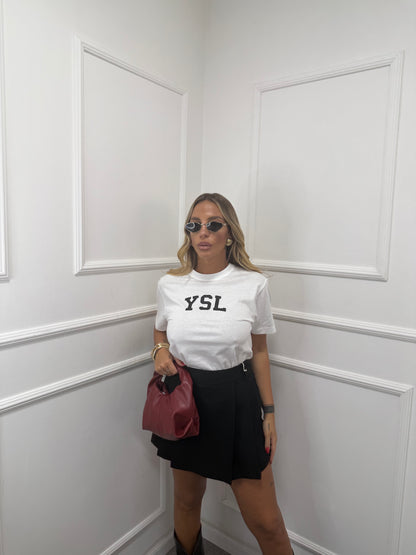 T-shirt in cotone YSL bianca