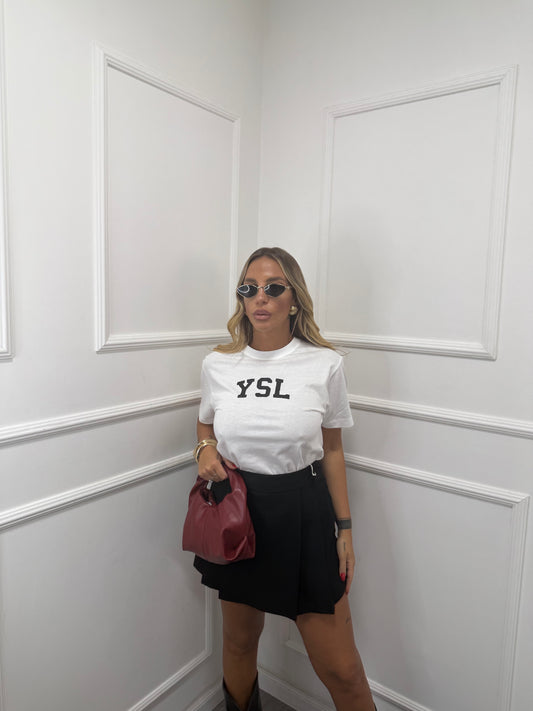 T-shirt in cotone YSL bianca