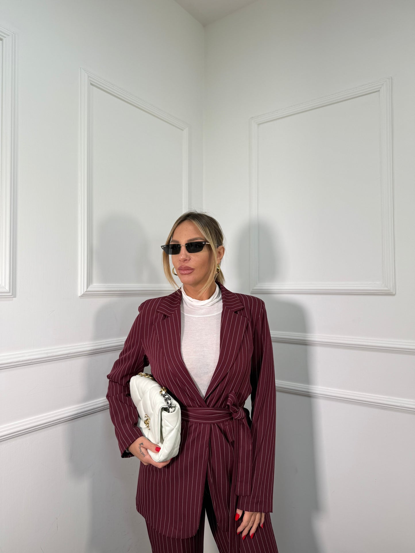 Tailleur gessato Katrin bordeaux 30575