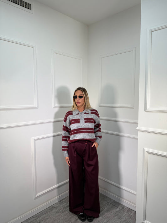 Pantaloni palazzo bustino asimmetrico Citylife vinaccia 12728