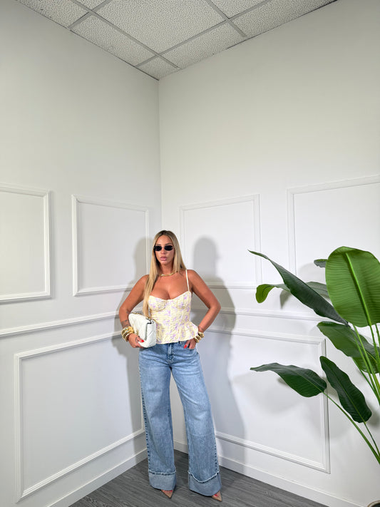 Jeans palazzo con piegone lavaggio medio fx5138