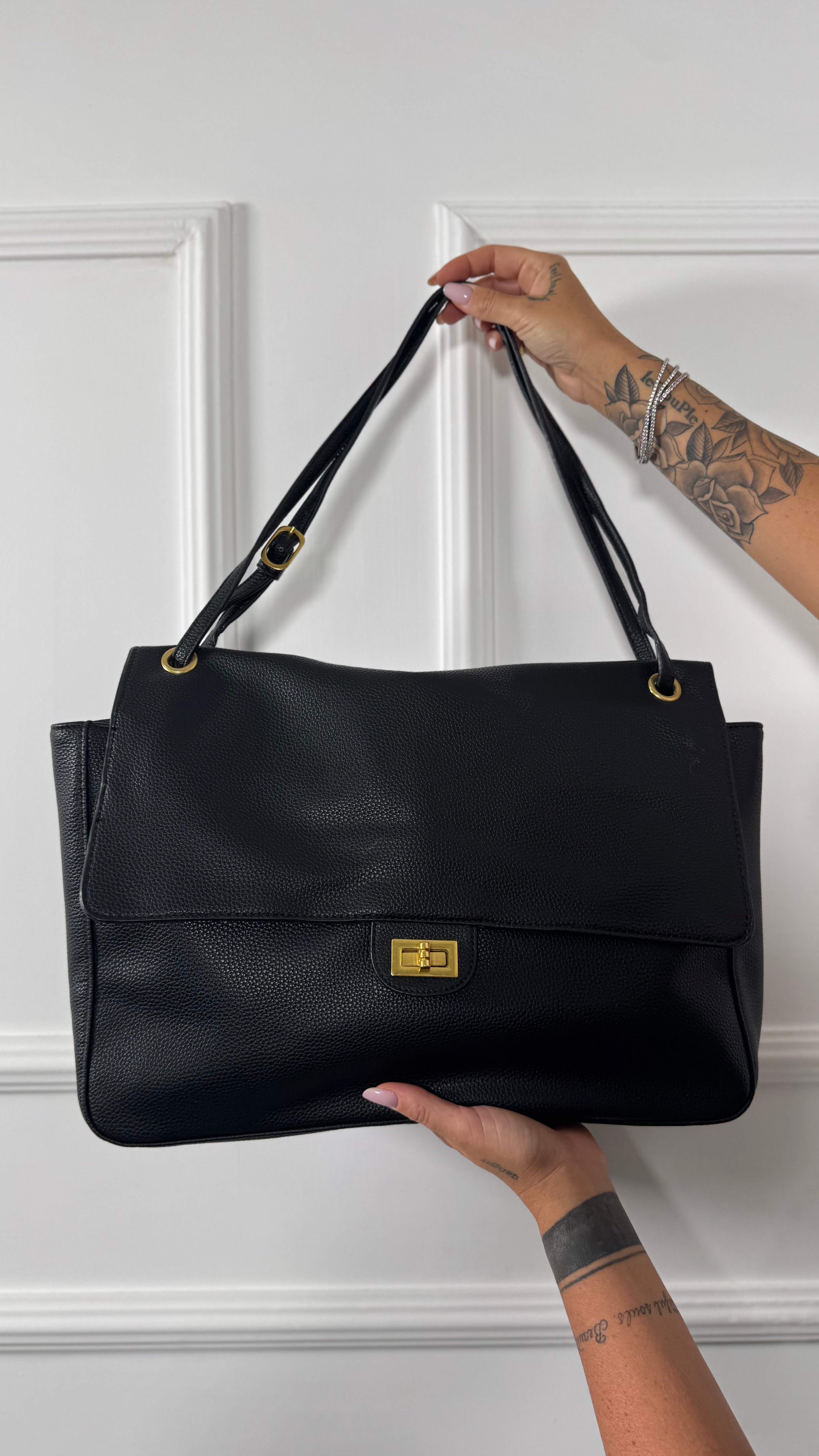Borsa maxi ecopelle nera 2389