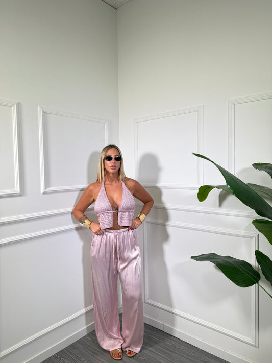 Pantaloni palazzo in satin Must Have rosa 24205