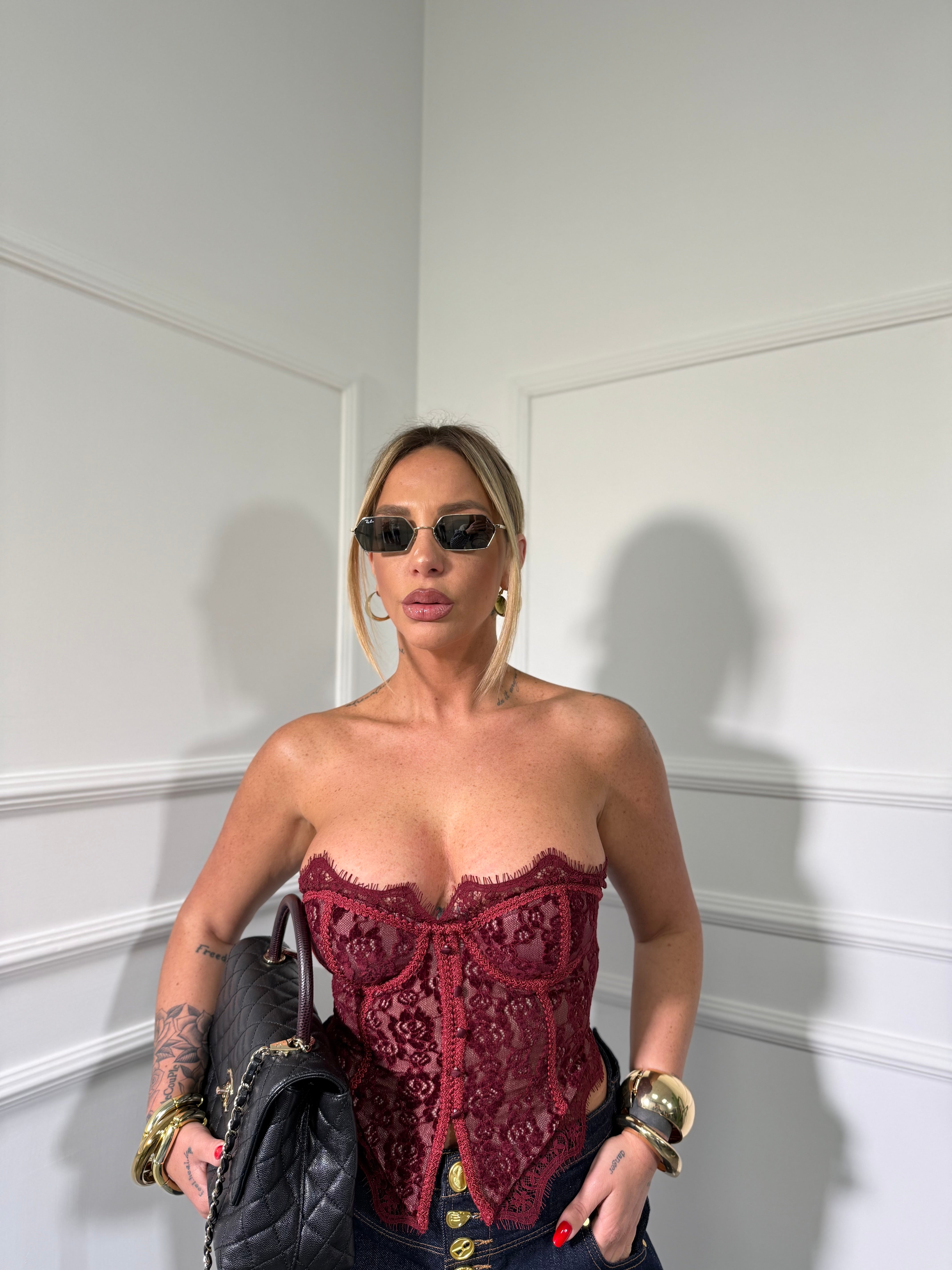 Bustier in pizzo Giselda bordeaux 1960
