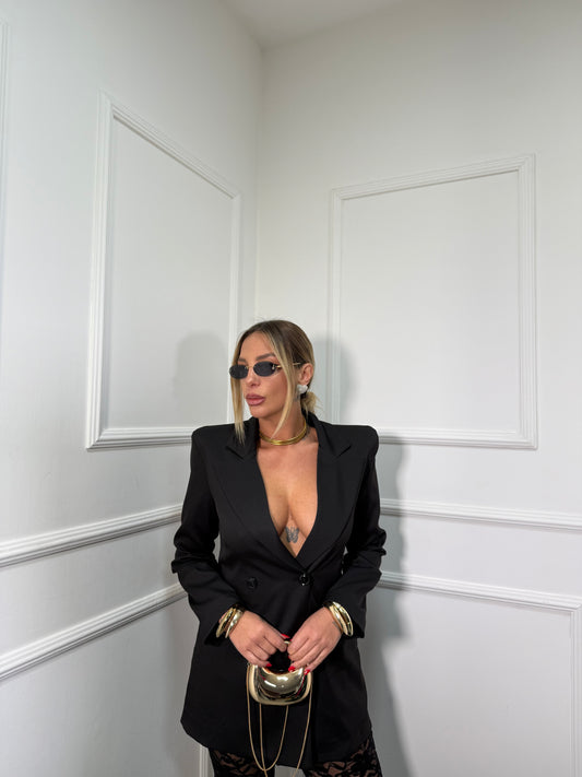 Blazer doppio bottone con spalline Ingrid nero 22670