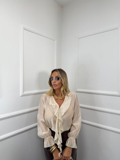 Blusa in chiffon Camila crema 12928