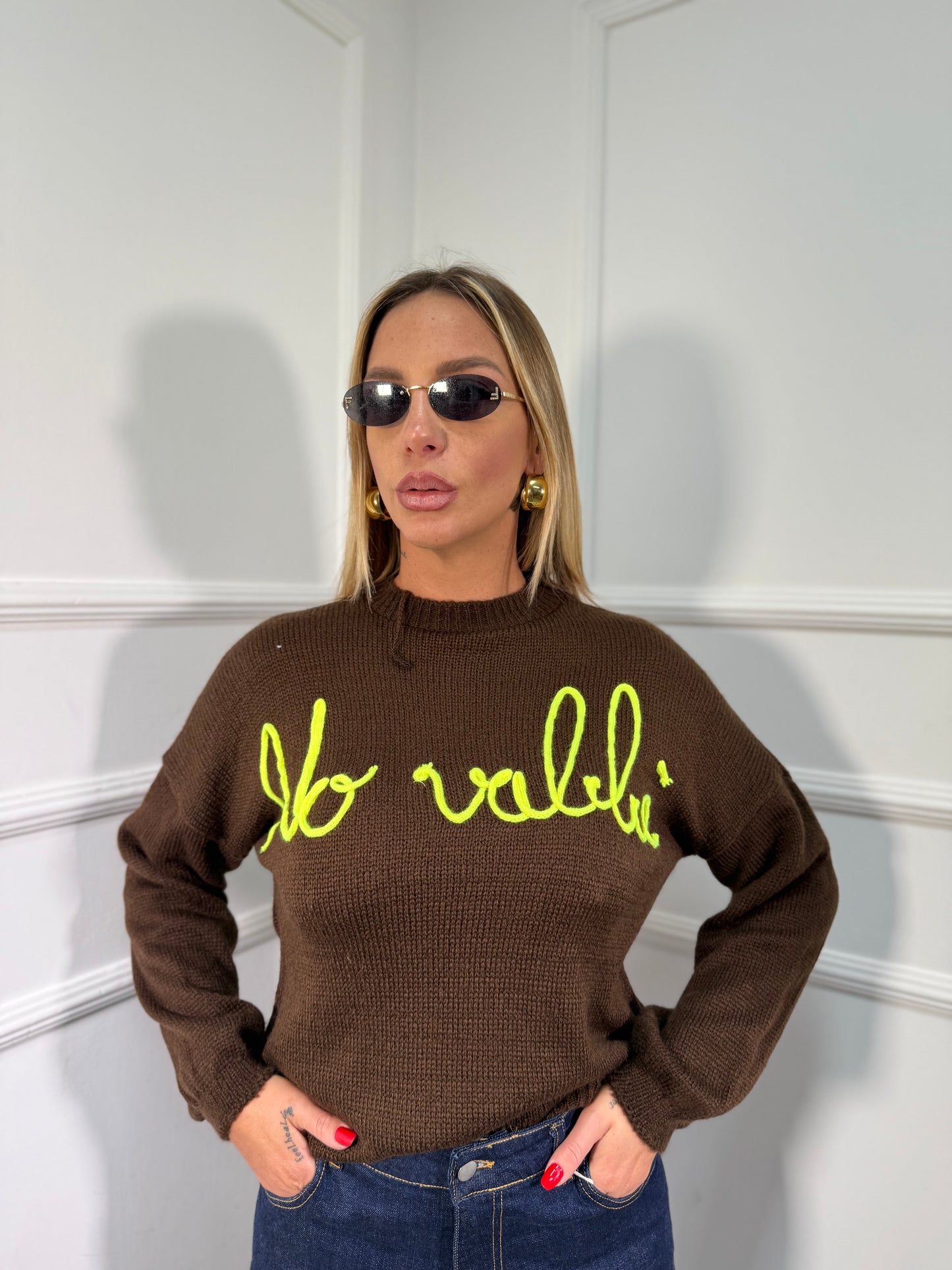 Pullover misto lana No vabbè cioccolato 258428