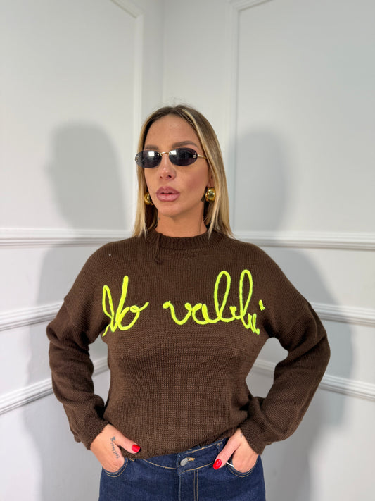 Pullover misto lana No vabbè cioccolato 258428