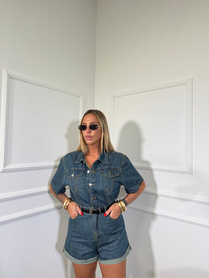 Jumpsuit in denim lavaggio sabbiato Shapes A49