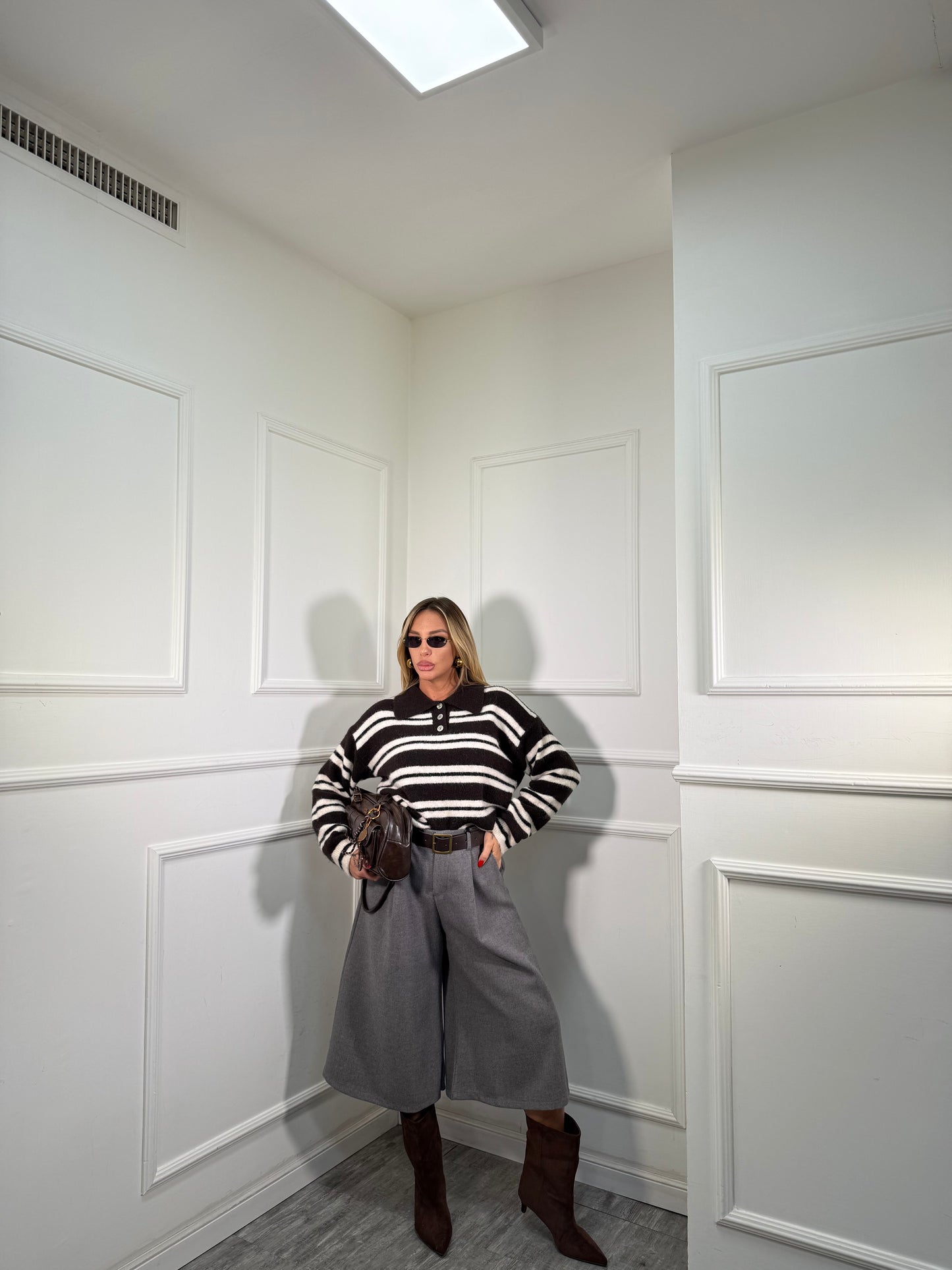 Bermuda in lana con cintura Bradley by justwest grigio 2664p