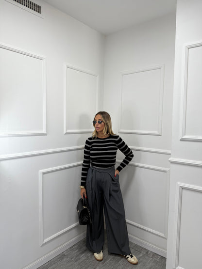 Pantaloni palazzo con fusciacca Back in Town grigio antracite 66636