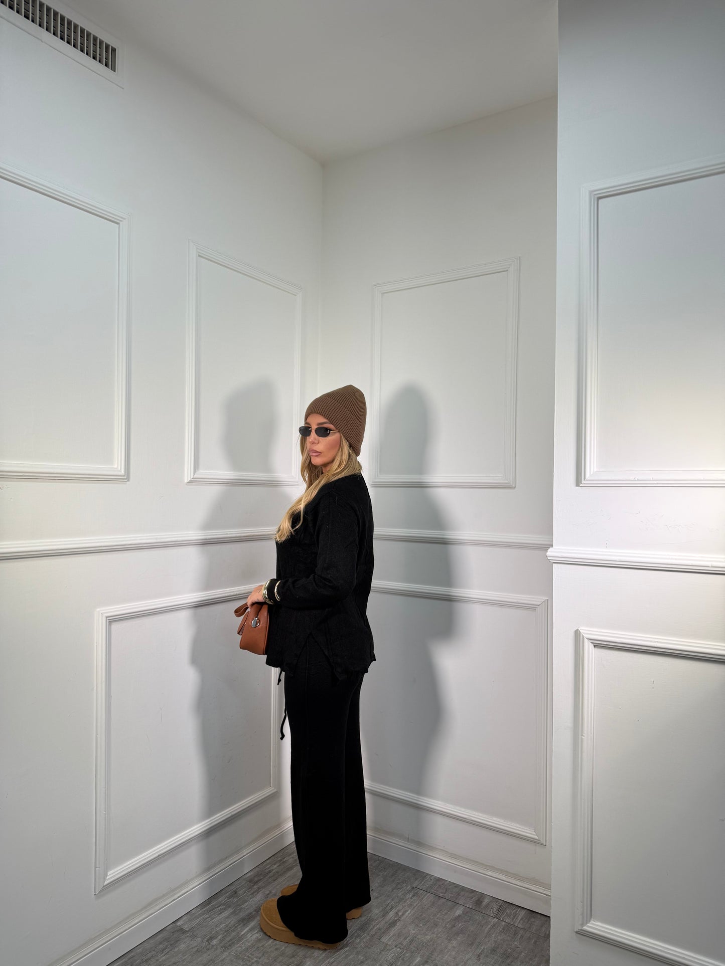 Coordinato lana rasata Winter nero 022