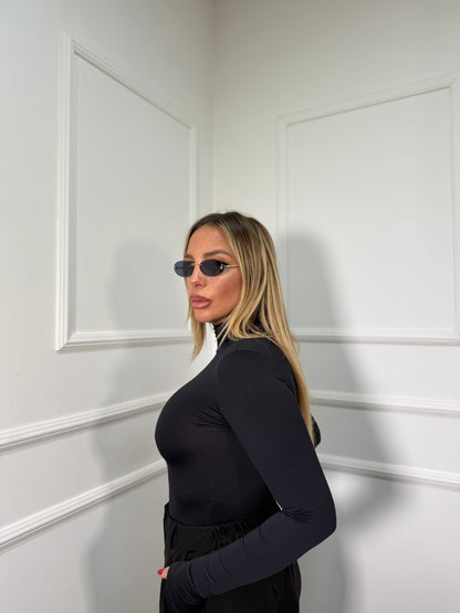 Shirt collo alto in lycra Benny nera 16576