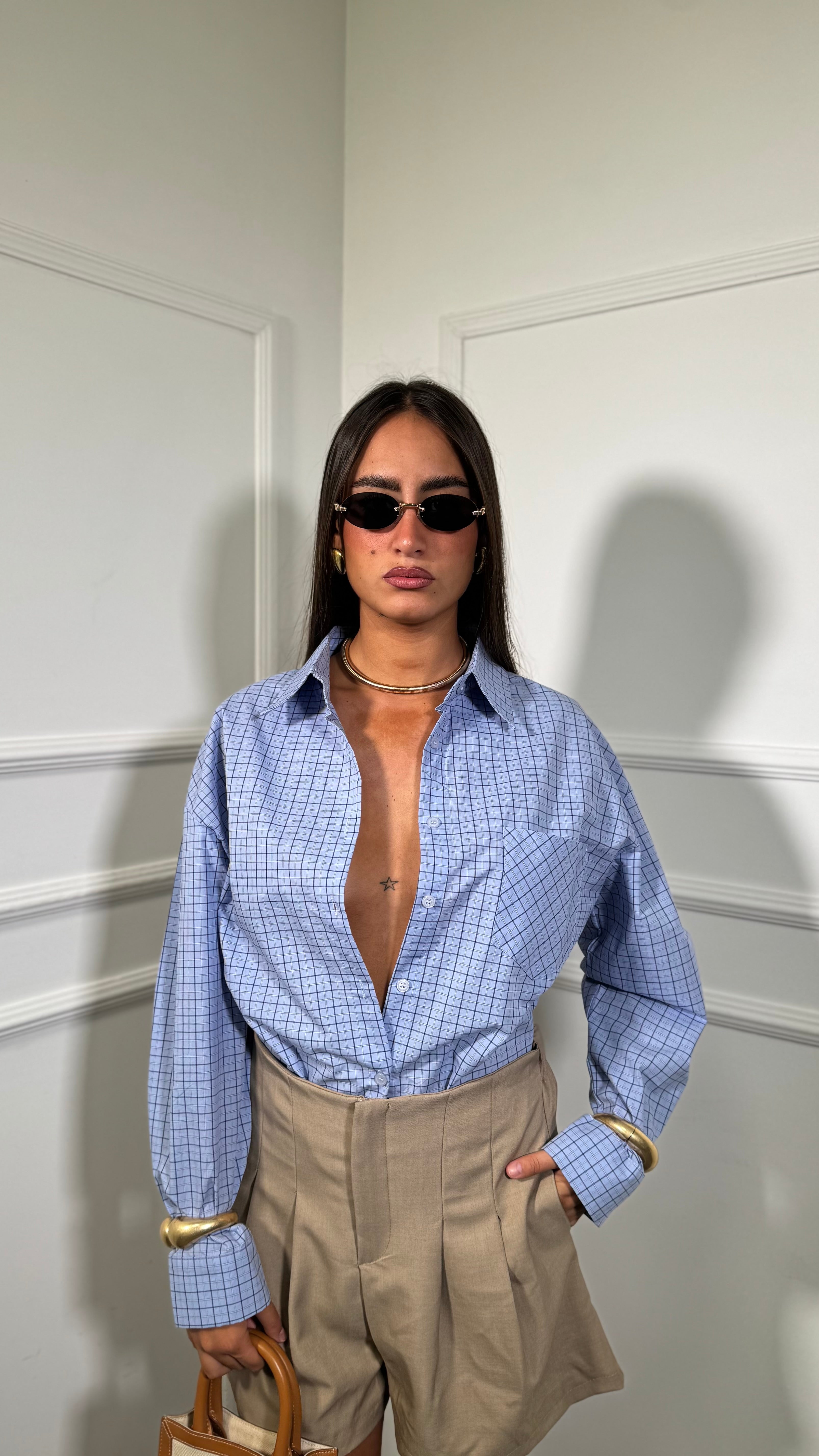 Camicia a quadretti azzurra 17215