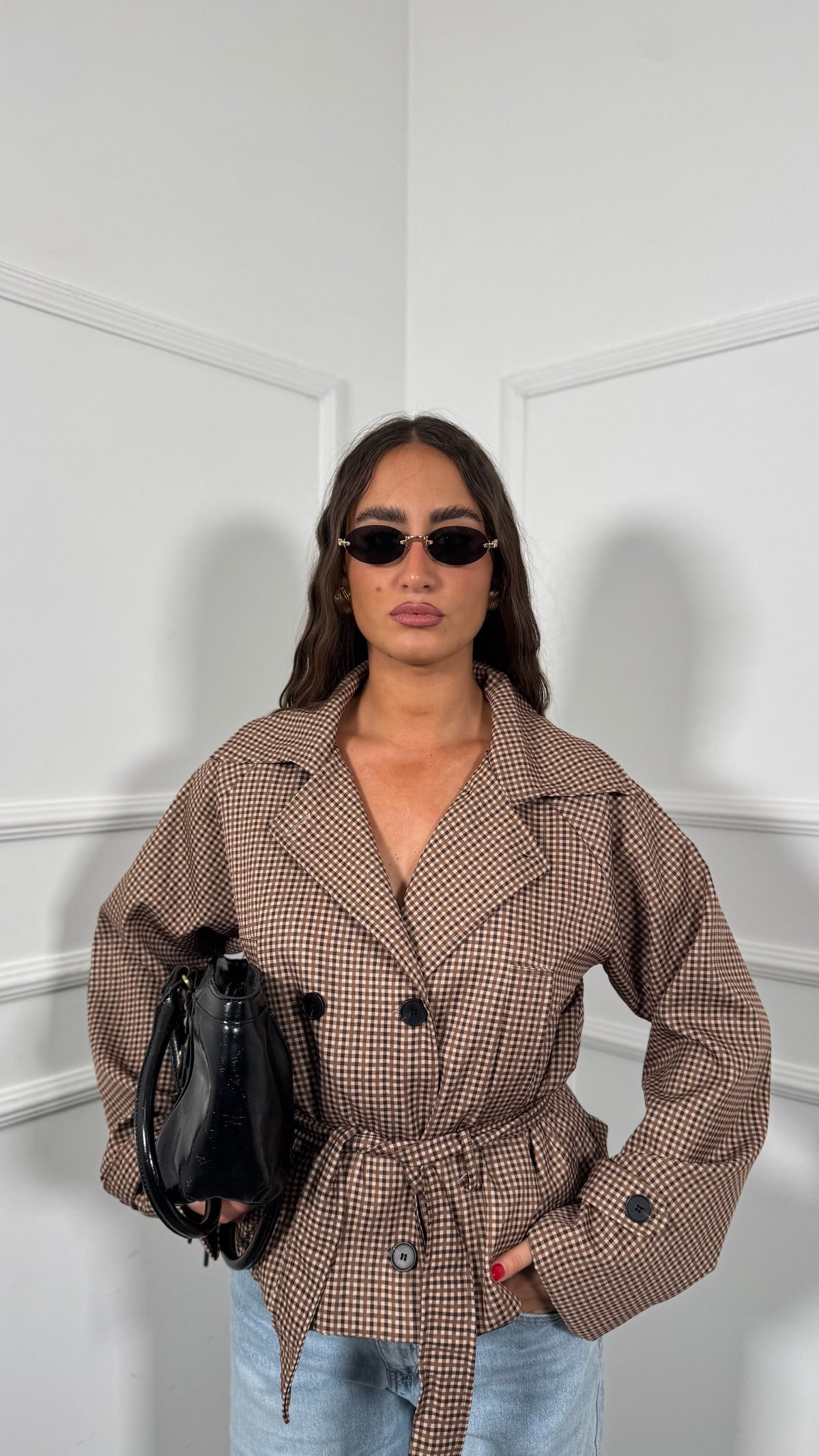Trench a quadretti Azalea camel/beige 11159