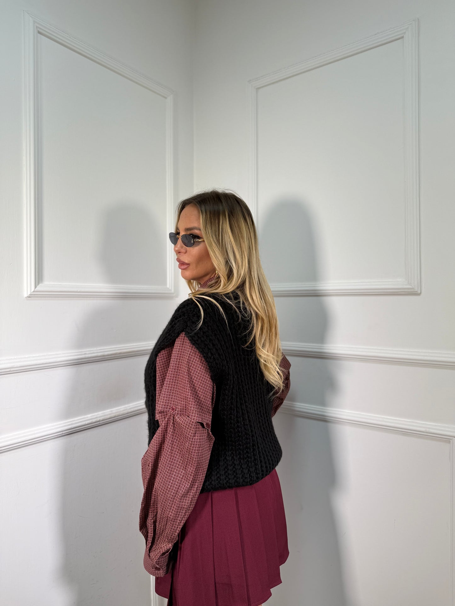 Gilet oversize scollo a V nero 2020