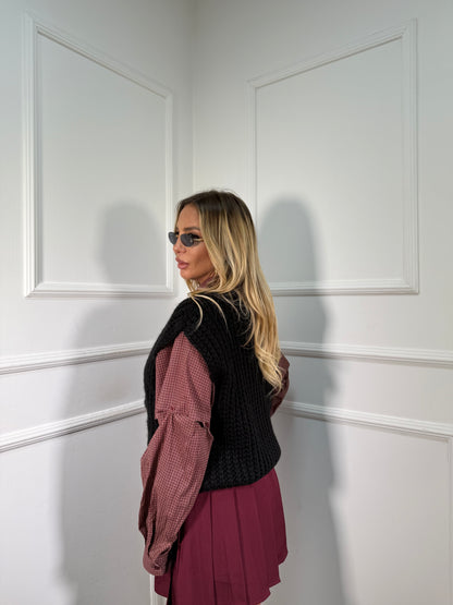 Gilet oversize scollo a V nero 2020