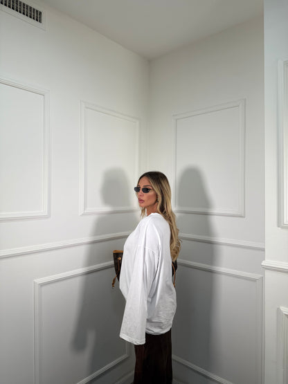 Shirt in cotone manica campana Crissy bianca 22640