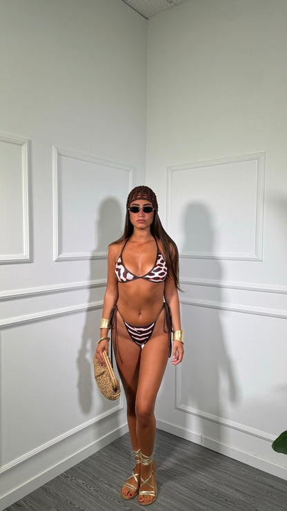 Costume con copricostume + bandana animalier marrone