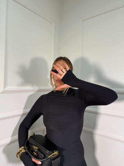 Coordinato in lycra Dafne nero 16372