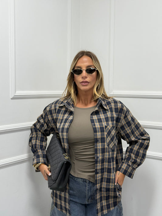 Camicia a quadri Elsie blu/gialla by monique 17156