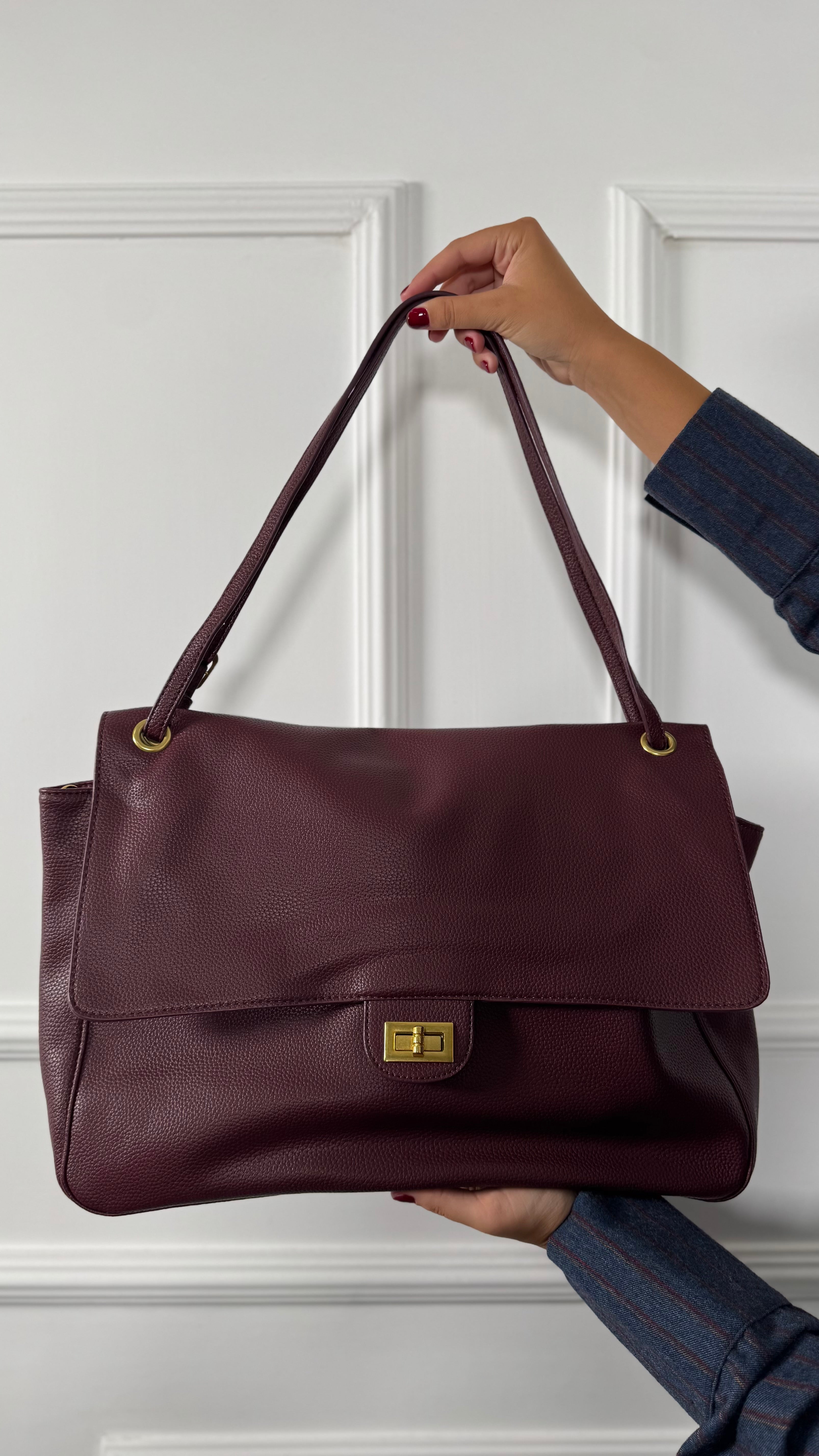 Borsa maxi ecopelle bordeaux 2389
