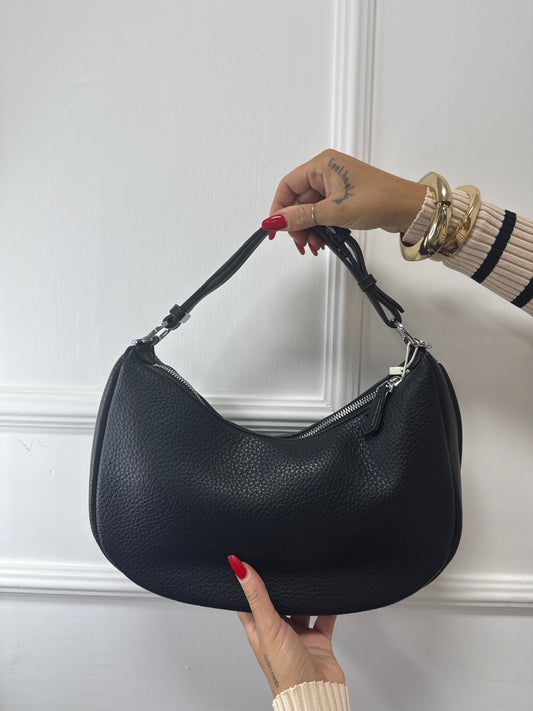 Borsa ecopelle mezza luna nera