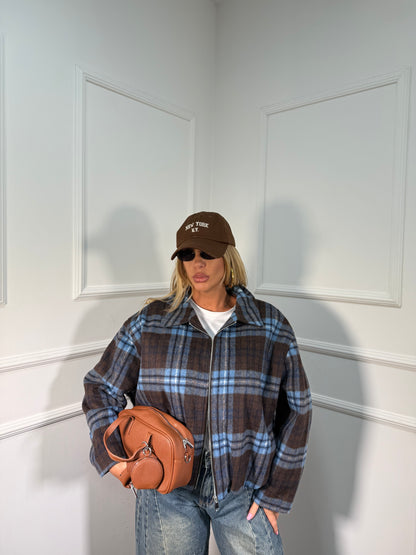 Bomber lana cotta scozzese Helsinki cacao/azzurro mf2707