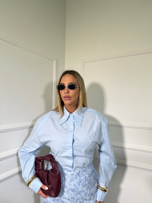 Camicia con spalline e fiocco sul retro  Kesha azzurra 2754