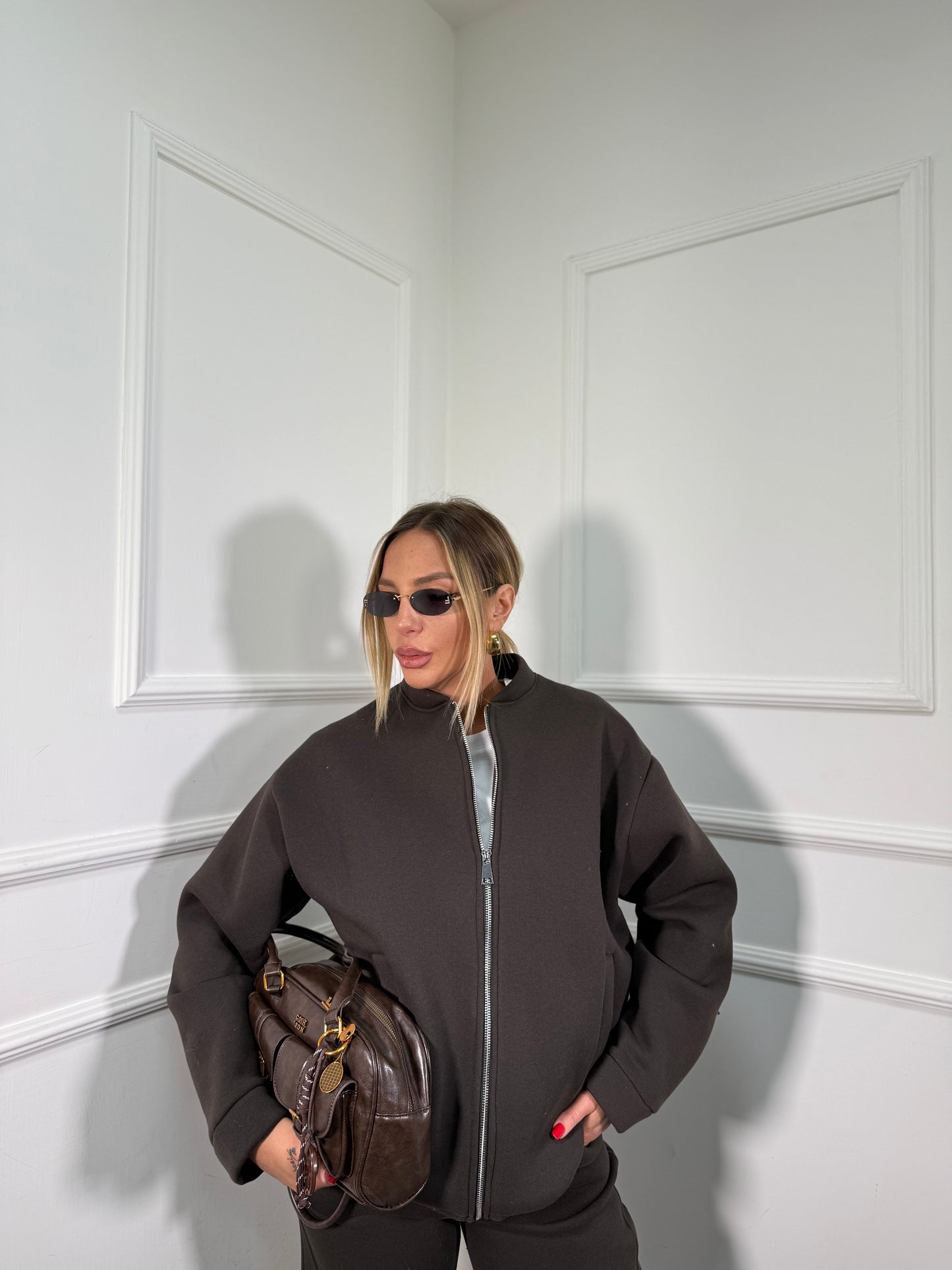 Coordinato tuta in pile Stoccolma cioccolato 22663