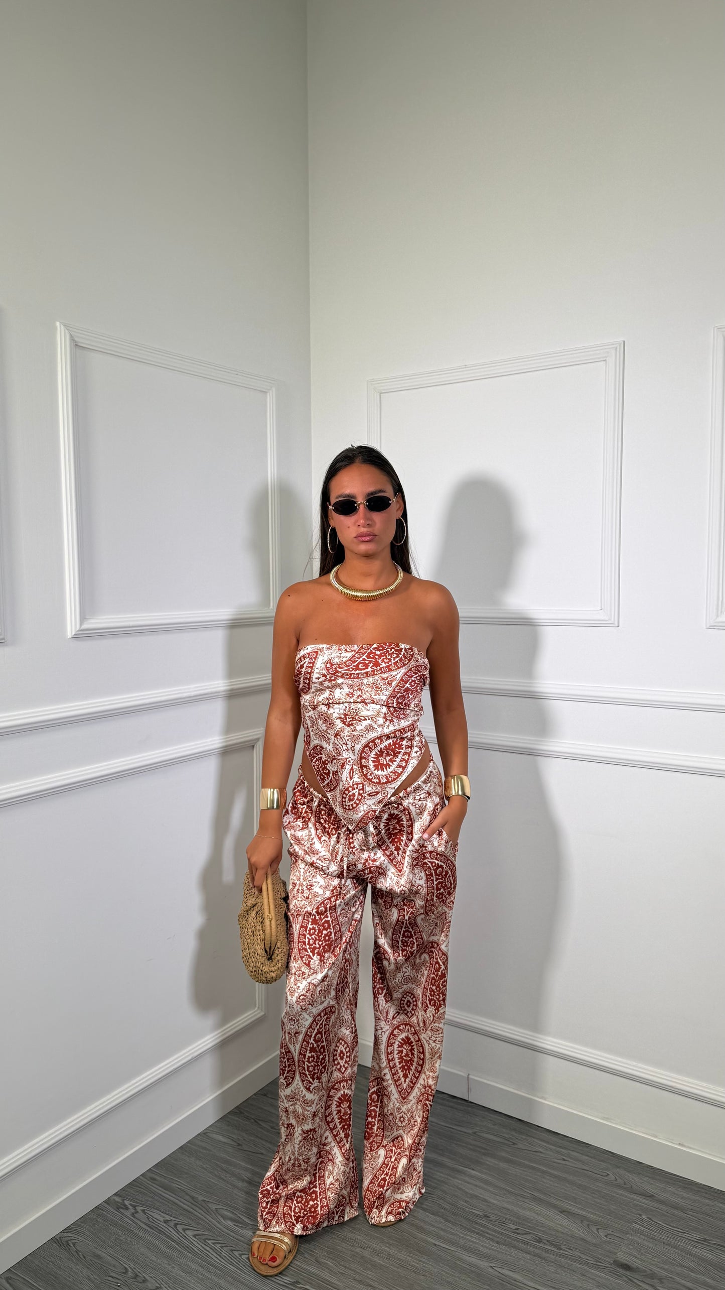 Coordinato in satin Dalia coccio 48298