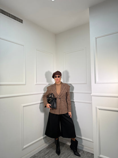 Blazer scozzese avvitato Parisienne marrone 251363