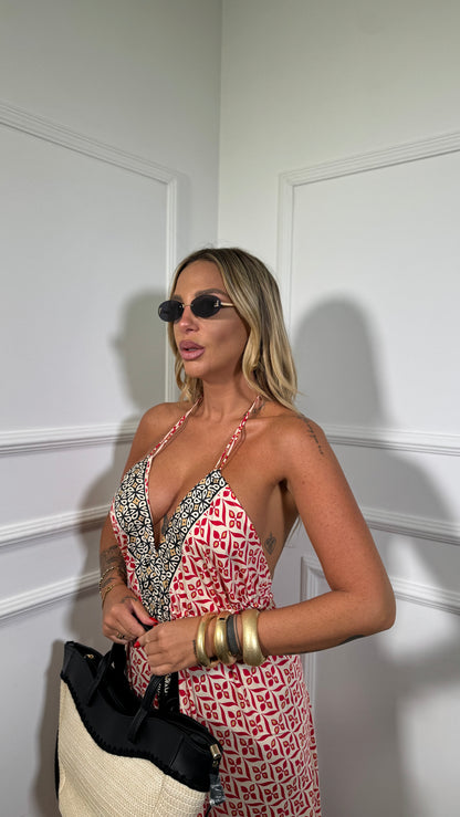 Abito scollo sul retro Gipsy fantasia rossa 19-190