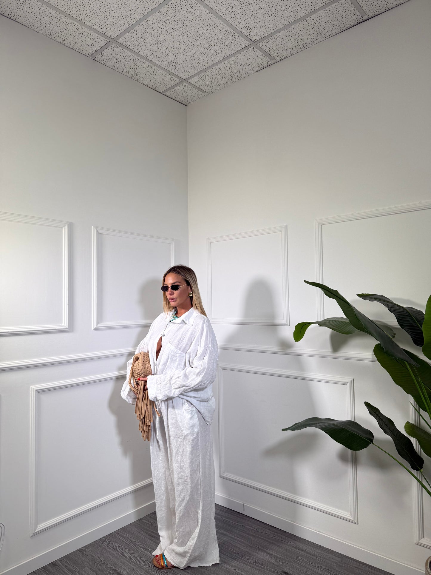 Coordinato in lino (curvy) Shaty bianco 268161