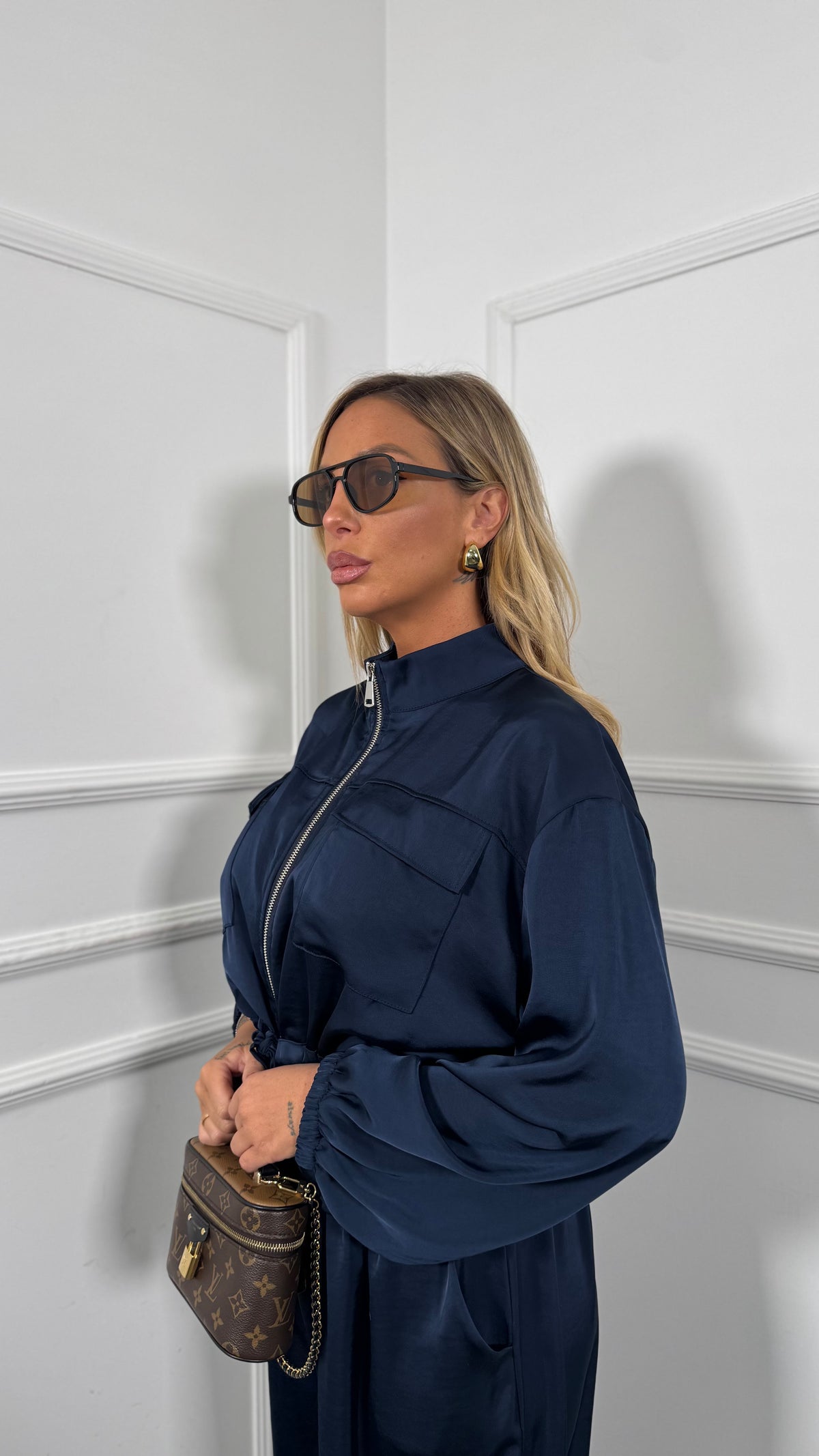 Coordinato in satin Curvy Sportychic blu hp9206-1d