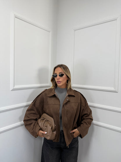 Bomber eco camoscio Web marrone 25083