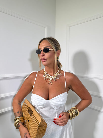 Abito midi in cotone Marlena bianco 33330-28