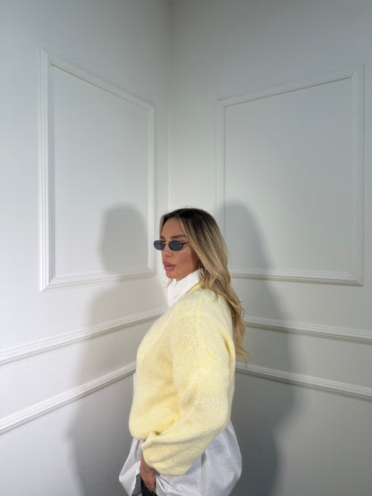 Pullover lana cotta Marshmallow giallo pastello a2412/33610