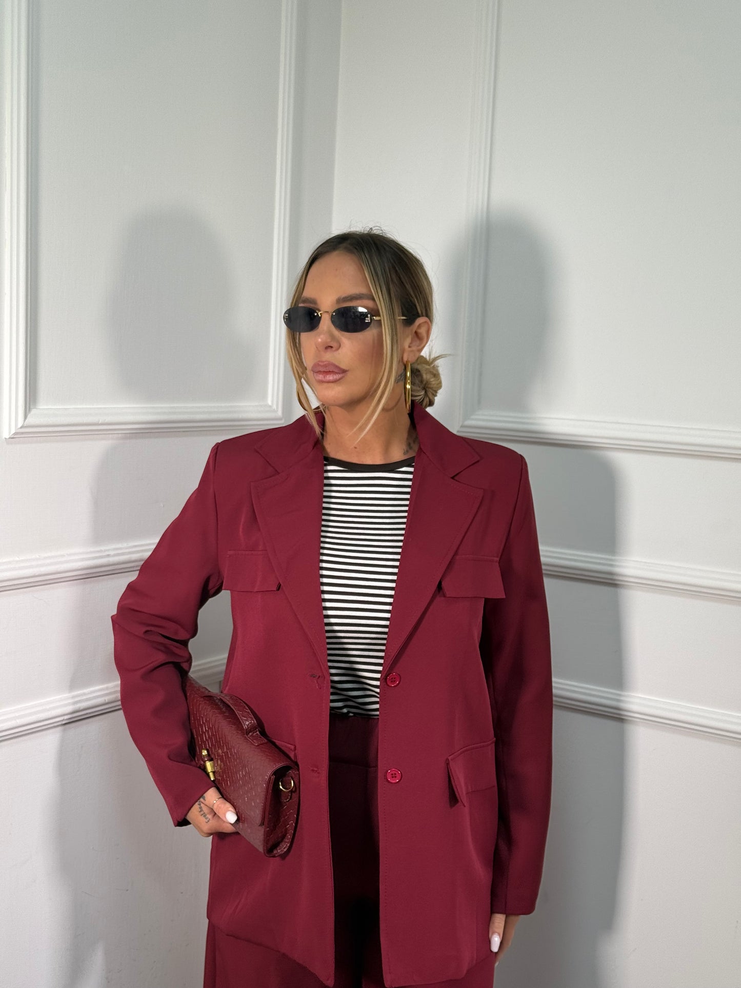 Tailleur balloon Eva bordeaux 4080