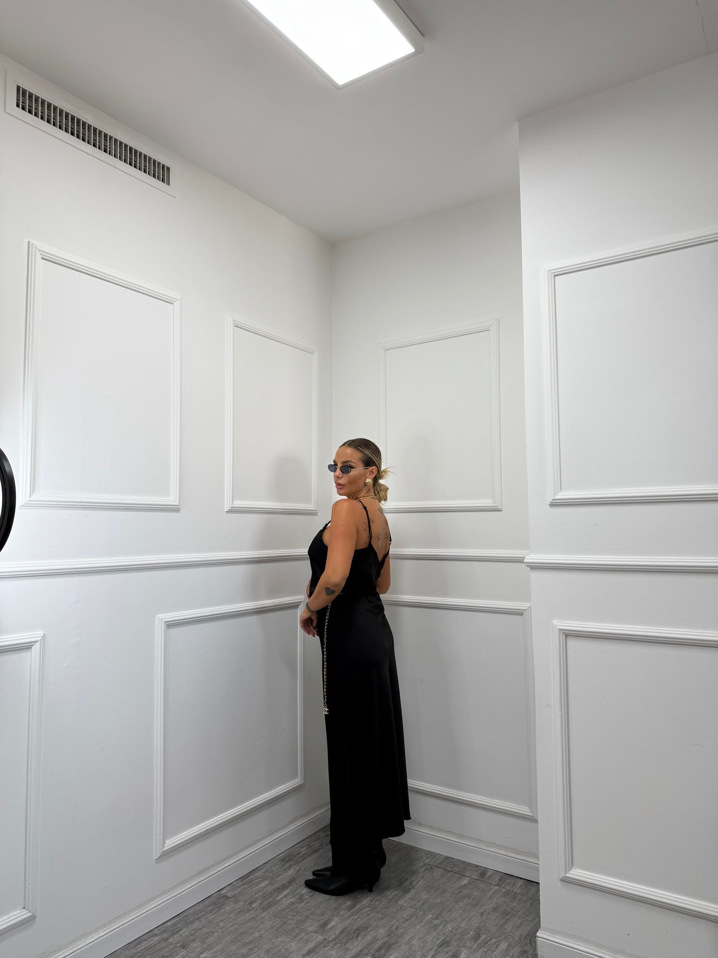 Longuette in satin Élite nera 2419