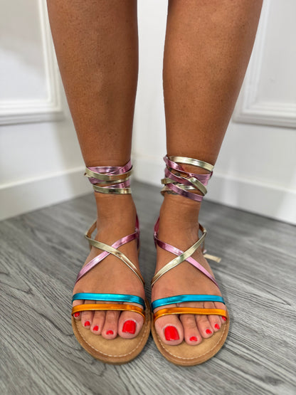 Sandalo alla schiava multicolor r-159